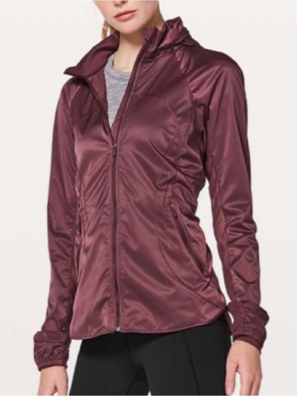 Lululemon Goal Crusher Jacket Redwood Size 6 Maroon Hooded Athletic Activewear